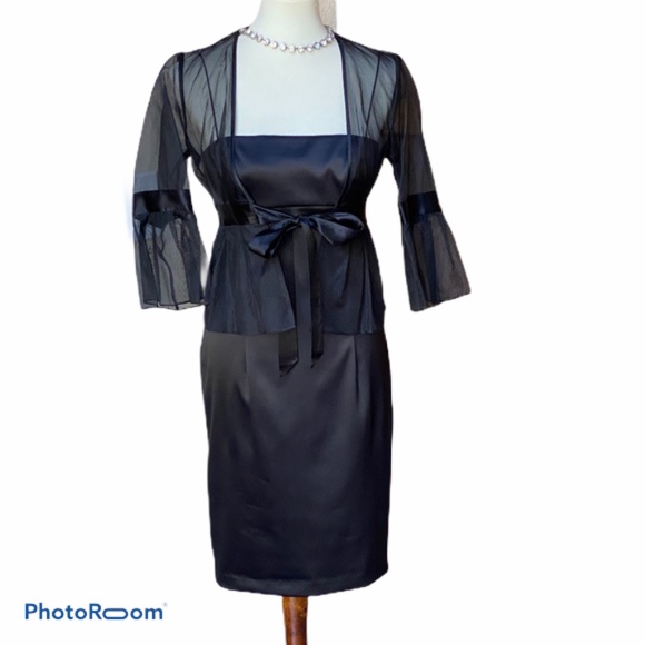 Donna Morgan Two Piece Sheath Black Dress Sz 4 - Picture 1 of 8